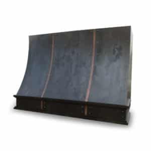 custom montrose range hood-dark washed on steel-antique copper channel seams