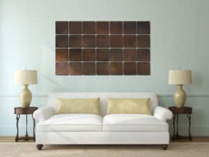 tile wall panels in rustic iron patina by raw urth designs