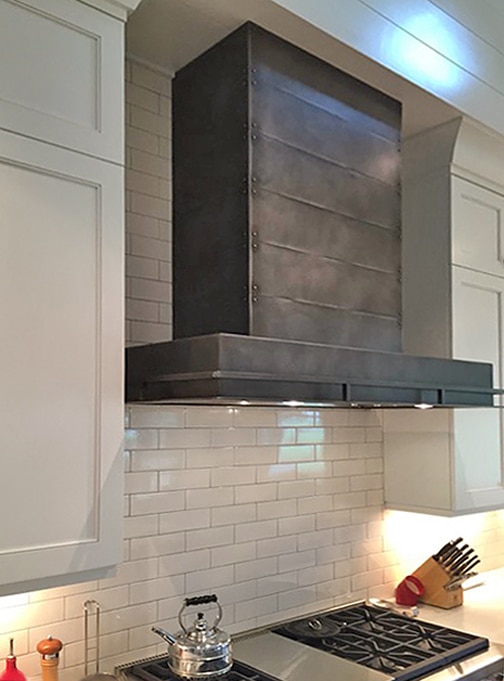 aged steel cover for kitchen vent