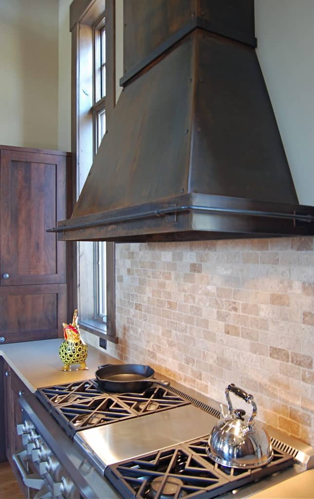 Traditional rustic iron patina steel vent hood
