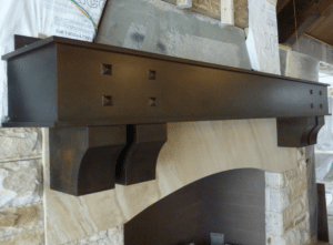 box fireplace mantel-fully welded and hand crafted-mantel with corbels