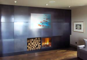 steel wall paneling for fireplace by raw urth designs