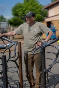 Stefan with hand forged metal railings
