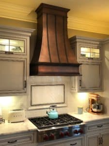 weathered antique copper patina decorative vent hood cover