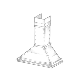 Breckenridge: A rough sketch of a chimney features a rectangular base tapering into a narrower vertical section, reminiscent of hand-drawn art on a black background.