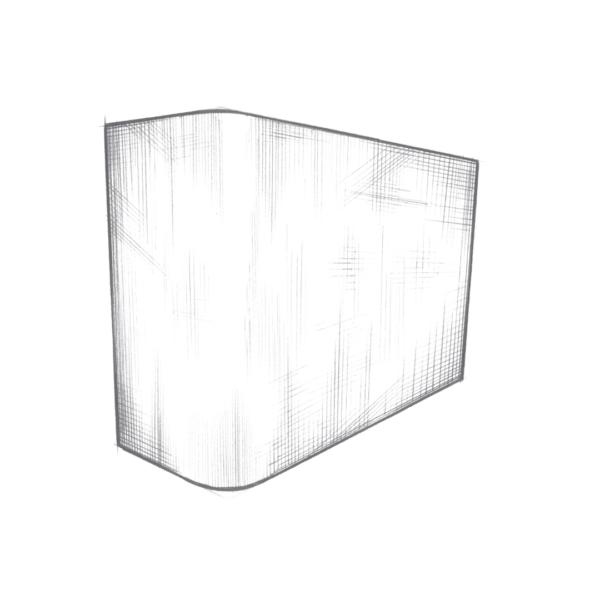 The Broadmore is a three-dimensional abstract shape featuring a wireframe design with vertical and horizontal lines forming an irregular, grid-like pattern against a dark background.