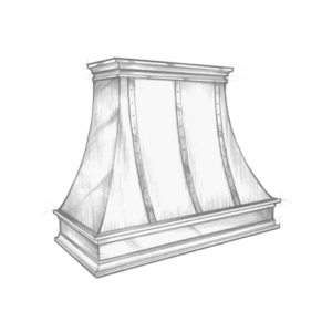 Illustration of Montrose, a large decorative architectural structure with a sloped, ornate design supported by multiple brackets; the drawing is shaded for a three-dimensional effect.