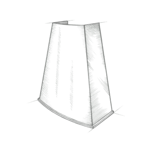 The Tabernash is a modern black lampshade with an angular slanted design, featuring white lines that form a textured effect on its surface against a dark background.