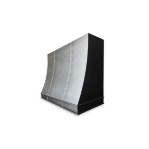 The EVG Avon Tailored FLOAT is a large industrial metal duct with a curved design, set against a plain black background. It features riveted panels and boasts a matte finish.