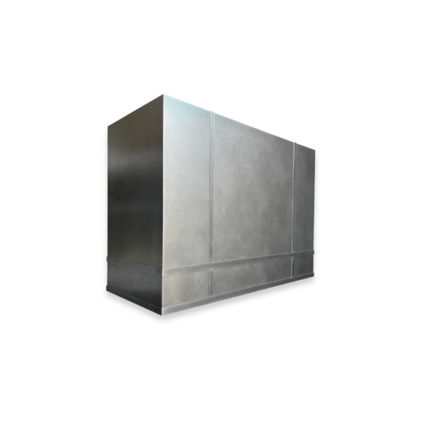 The EVG Box Classic FLOAT is a large, rectangular metal box with smooth matte surfaces and sharp edges, displayed against a plain black background.