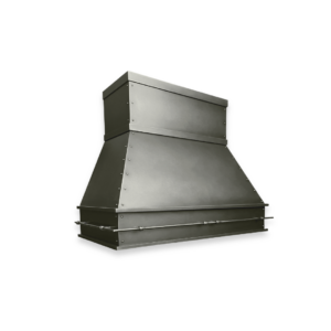 The EVG Creede Classic FLOAT is a large industrial metal ventilation hood featuring a rectangular top and wider angled base, designed for air extraction, shown isolated on a transparent background.