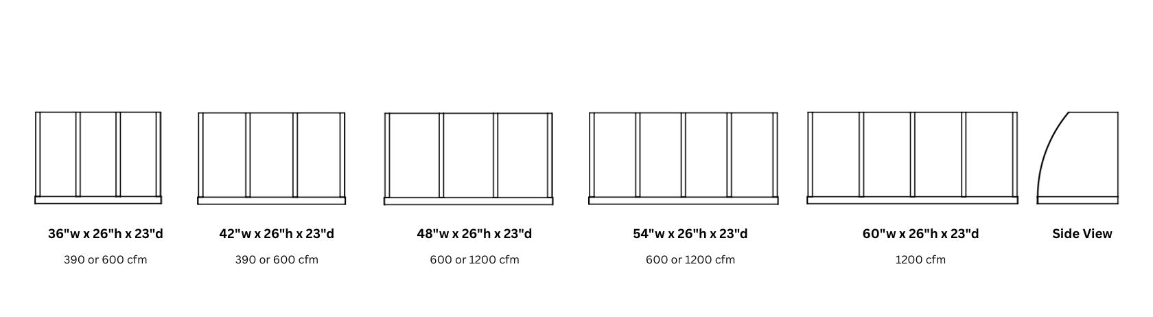 Aspen Refined 26_h: Five rectangular filter panels, widths 36