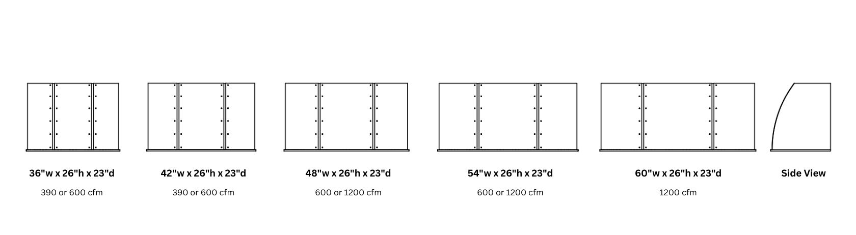 Diagram of five Snowmass Tailored 26_h units, each rectangular: widths 36