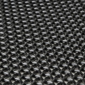 Close-up view of Antique 3, a dark metal wire mesh with a crisscross pattern and overlapping strands, creating a textured, grid-like surface.