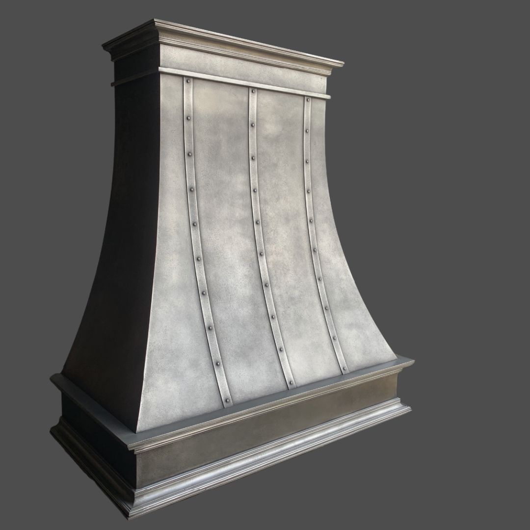 The Pewter Butterdish 3 features a brushed metallic finish with vertical riveted seams and a flared, elegant shape, shown isolated on a gray background.