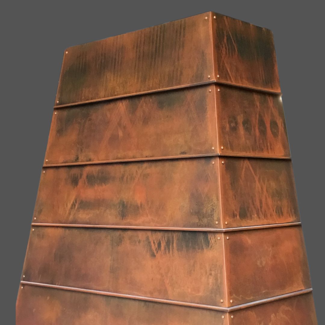 Rusty Rustic Iron 3 Rusty Rustic Iron 3 is a large, trapezoidal metal structure with a rusty, weathered surface and visible corner rivets, set against a plain gray background.