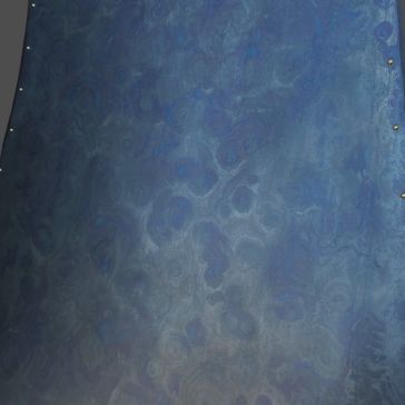 Winter Blue 5720 (2) features a textured blue metal surface with circular and wavy patterns, accented by a row of metallic rivets along the right edge.