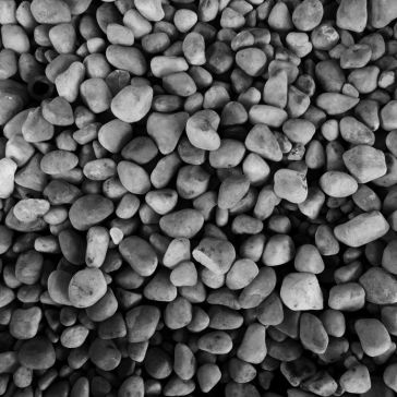 Light Washed 1616 A close-up, black-and-white image of Light Washed 1616 showcases many small, round pebbles tightly packed together, creating a textured and uneven surface.