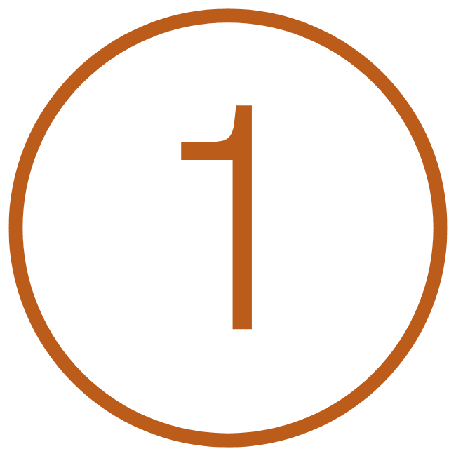 The 1 circle product features a large orange number 1, centered within a thin orange circle on a light gray background.