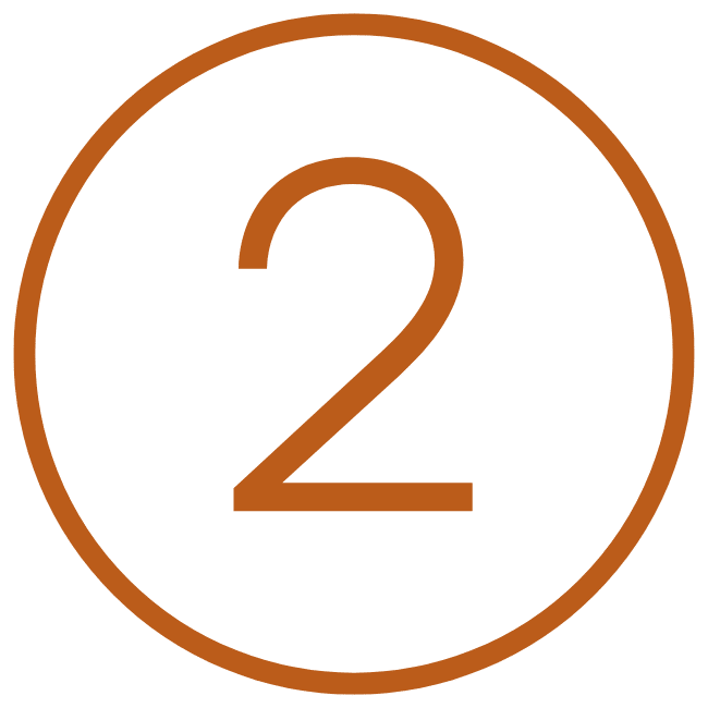 The "2 circle" features a bold orange number 2 centered within a matching orange circle, set against a light gray background.