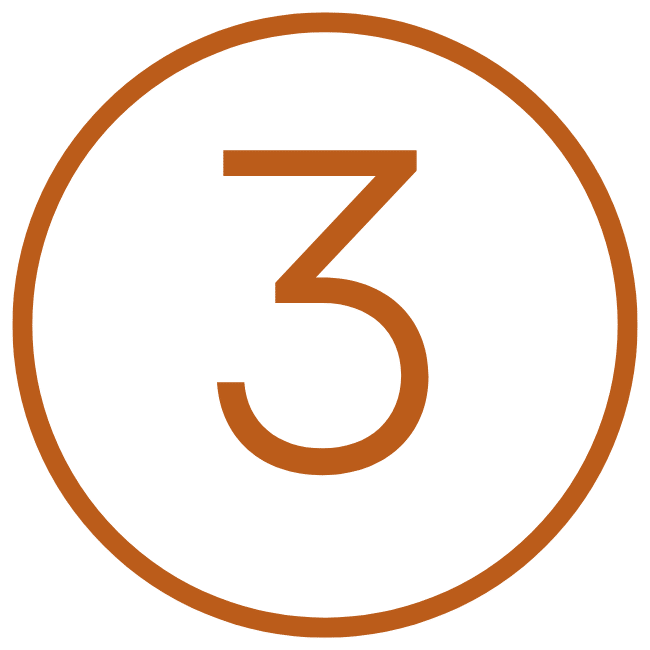 A large, orange number "3" (Product Name: 3) is centered inside a matching orange circle on a light gray background.